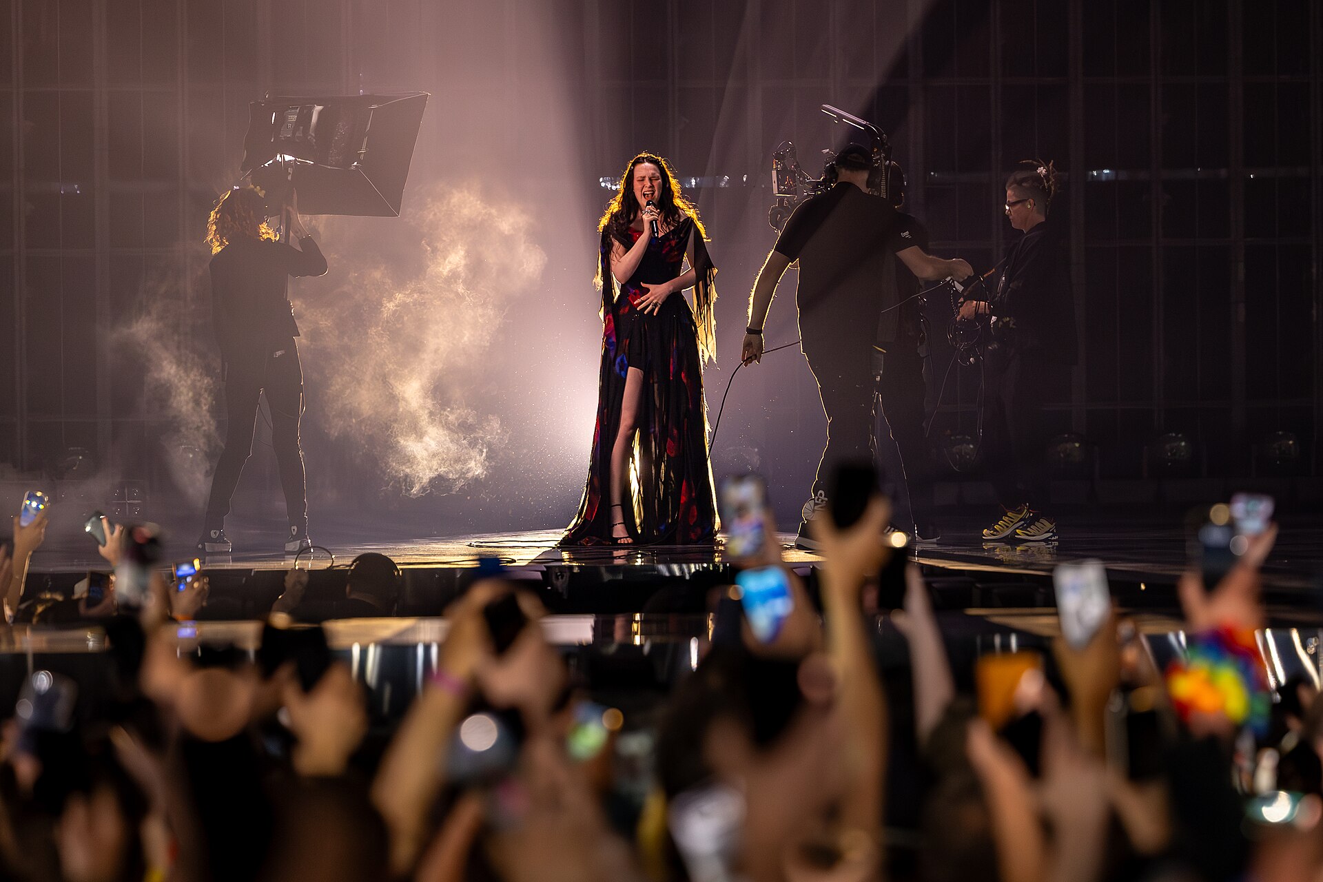 Zoë Më, representing Switzerland, performing at Eurovision 2025 in Basel, Switzerland.