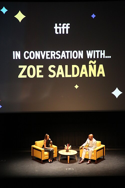 Zoe Saldaña and Cameron Bailey at the 2024 Toronto International Film Festival (TIFF)