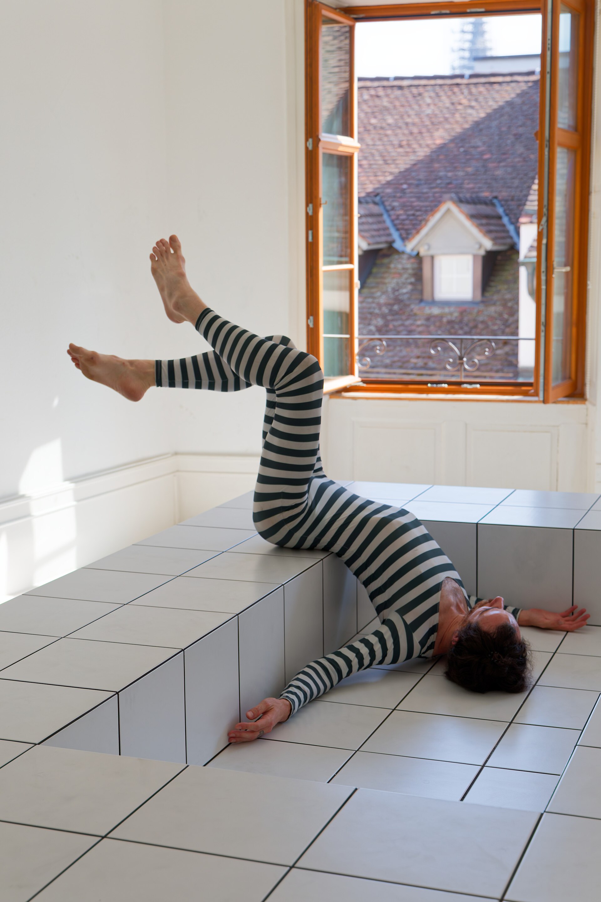 "The Squash" by Anthea Hamilton being performed at Basel Social Club 2025.