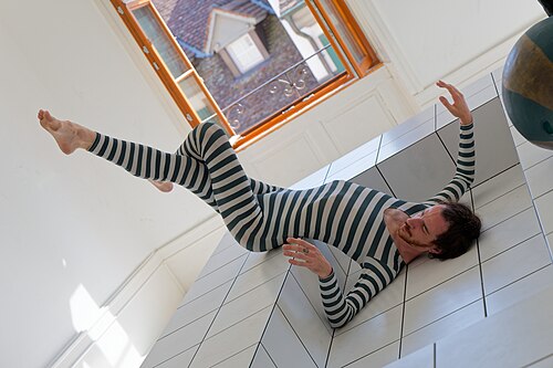 "The Squash" by Anthea Hamilton being performed at Basel Social Club 2025.