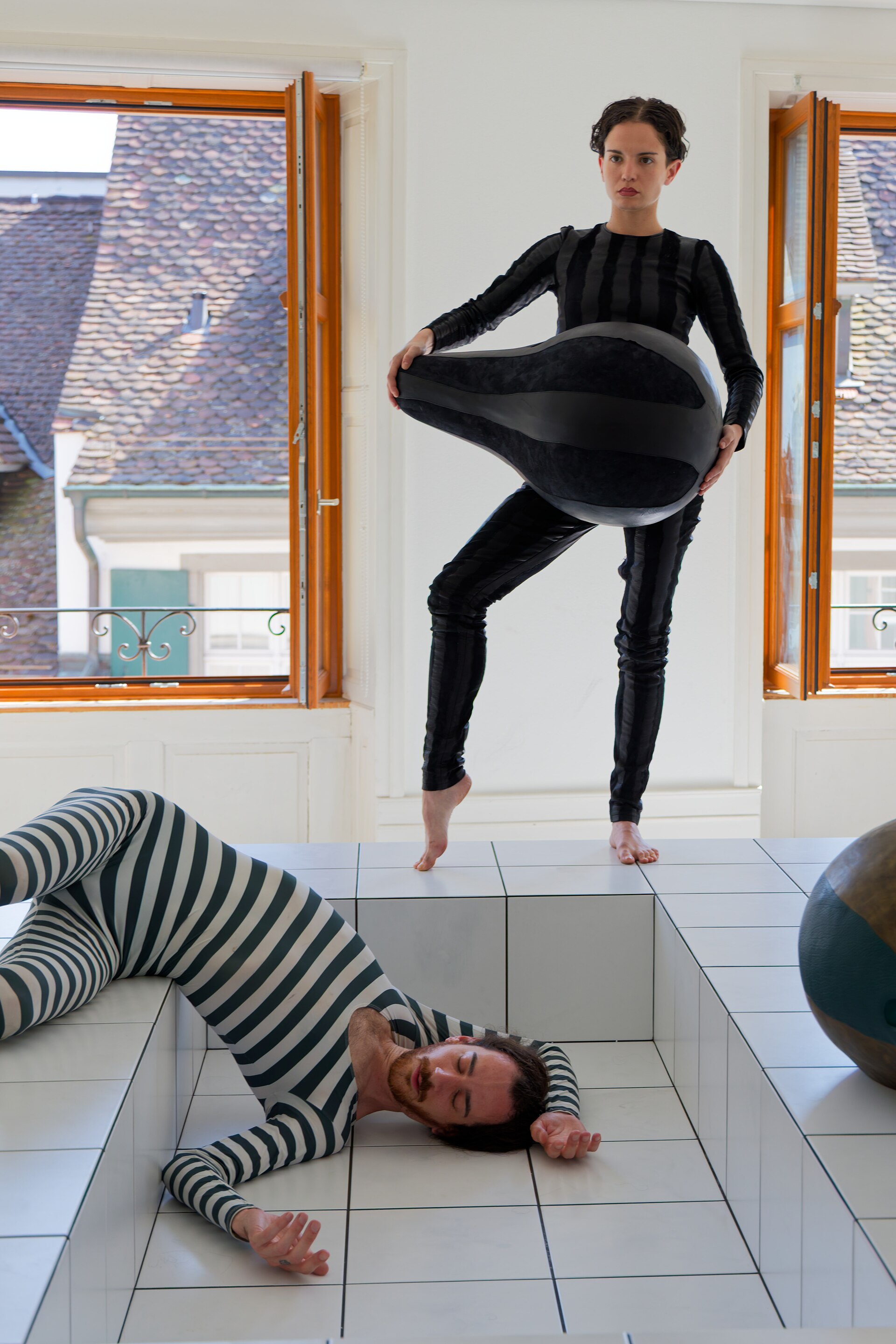 "The Squash" by Anthea Hamilton being performed at Basel Social Club 2025.