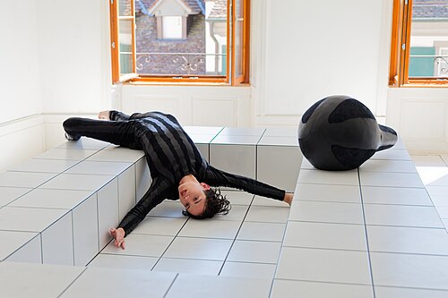 "The Squash" by Anthea Hamilton being performed at Basel Social Club 2025.