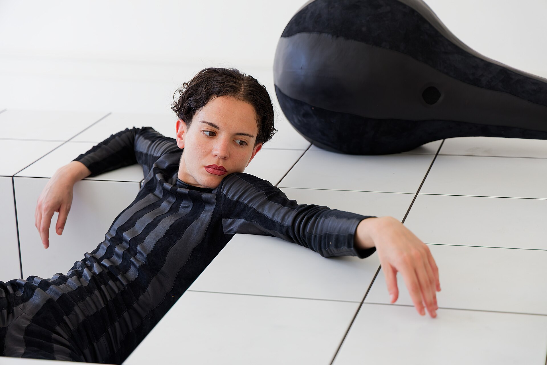 "The Squash" by Anthea Hamilton being performed at Basel Social Club 2025.