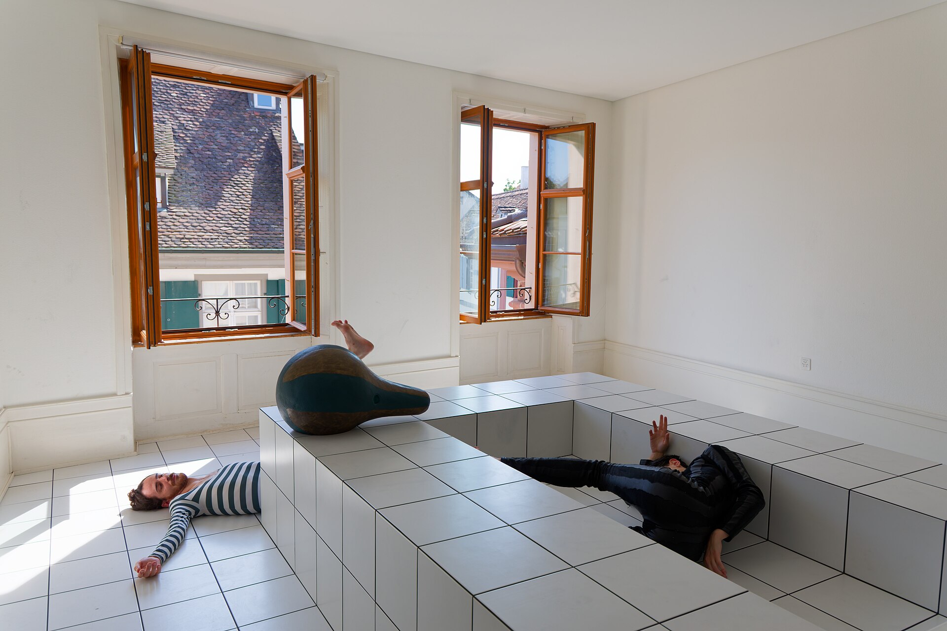 "The Squash" by Anthea Hamilton being performed at Basel Social Club 2025.