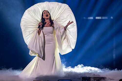 Žižić, representing Montenegro, performing at Eurovision 2025 in Basel, Switzerland.