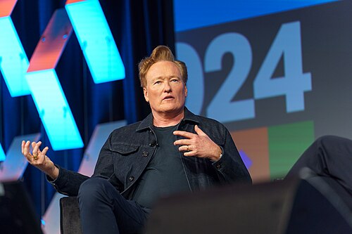 Conan O'Brien speaking at South by Southwest 2024