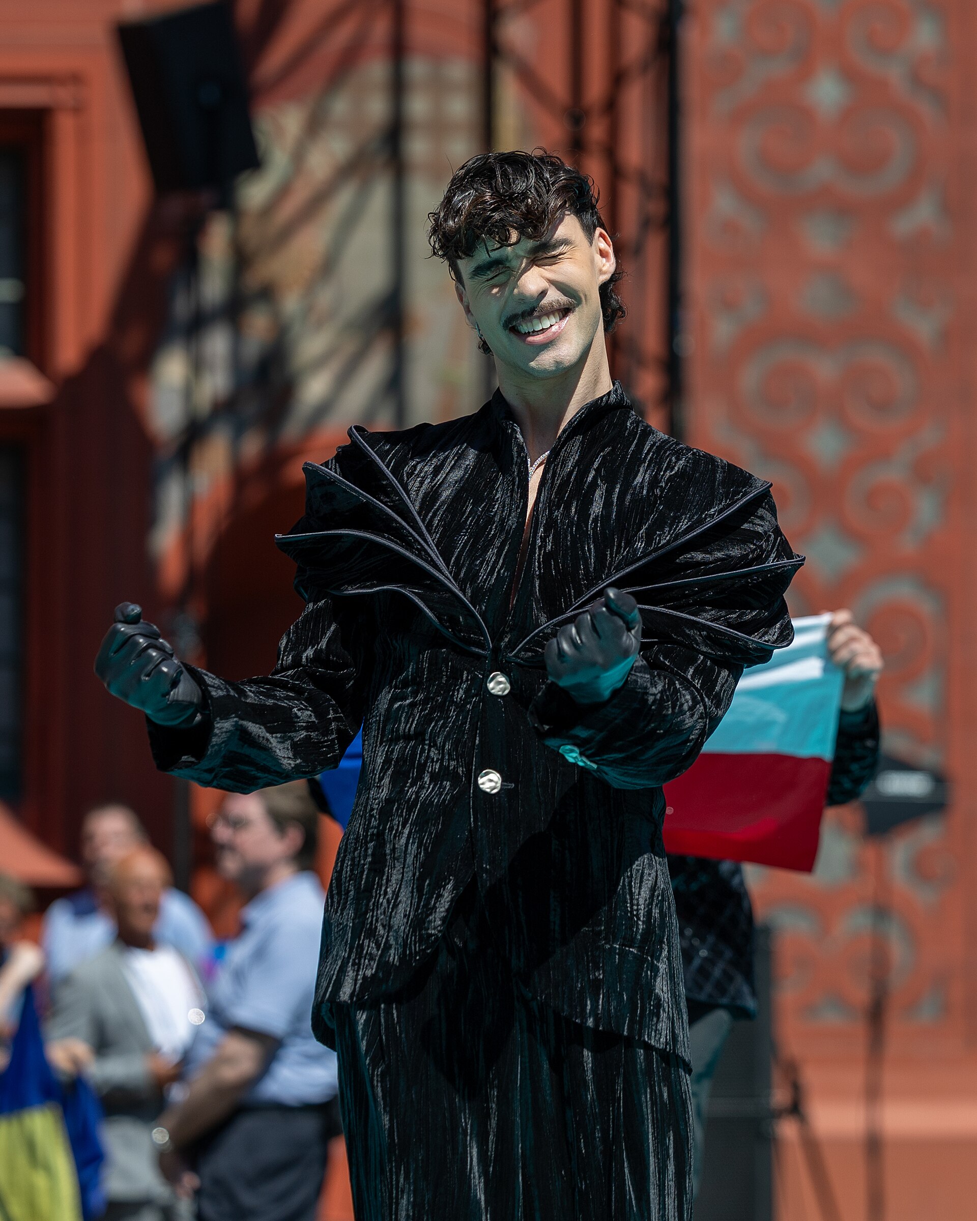 ADONXS, representing Czechia, on the Turquoise Carpet at Eurovision 2025 in Basel, Switzerland.