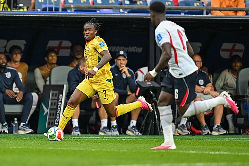 FOXBOROUGH, UNITED STATES - June 23: Abdul Fatawu #7 of Ghana during the FIFA World Cup 2026 Group L match between England and Ghana on June 23, 2026 Boston Stadium , Foxborough, Massachusetts