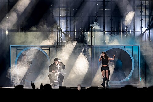 Abor & Tynna, representing Germany, performing at Eurovision 2025 in Basel, Switzerland.