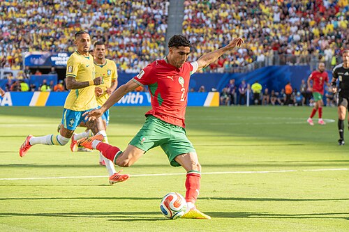 Achraf Hakimi during Brazil v Morocco on 13 June 2026 at the 2026 FIFA World Cup at NY/NJ Stadium in East Rutherford, NJ