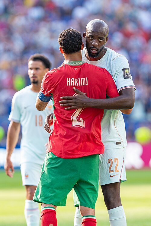 Achraf Hakimi Jean-Philippe Mateta during France v Morocco at the 2026 FIFA World Cup