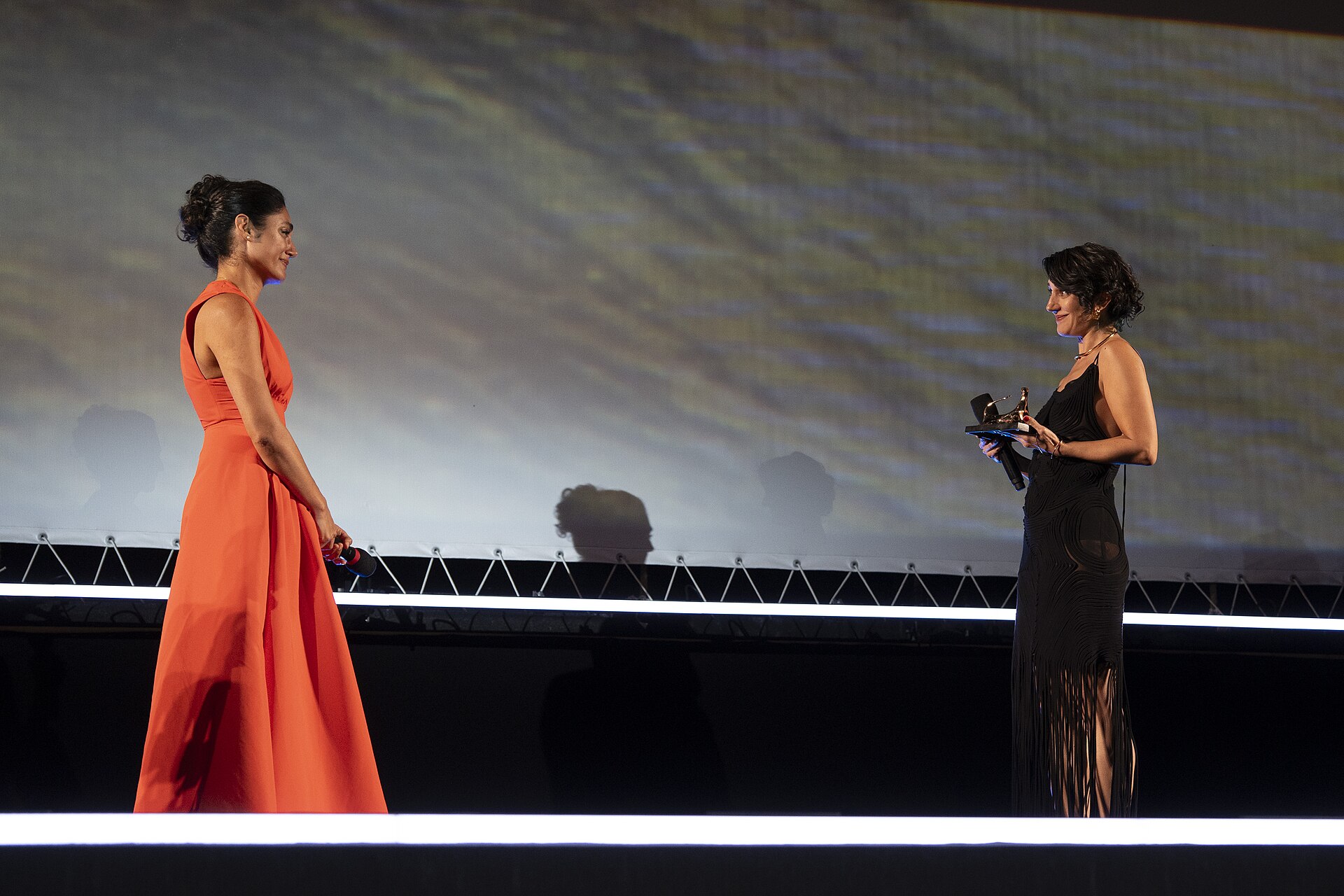 Actress Golshifteh Farahani receives the Excellence Award Davide Campari at the 78th Locarno Film Festival