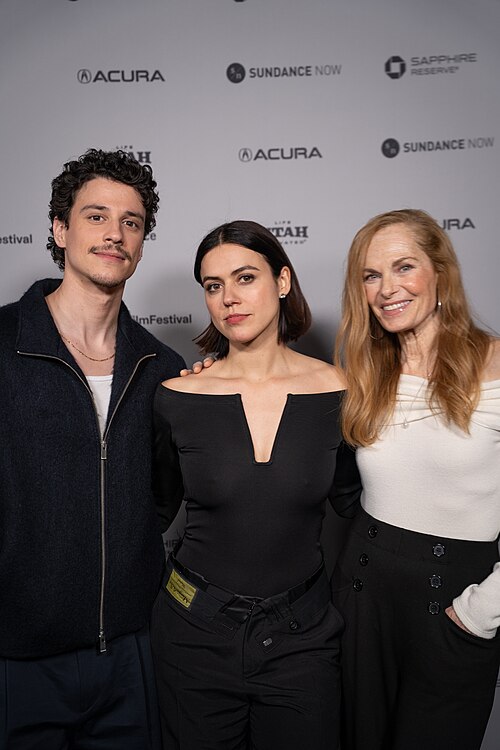 Adam Dimarco, Nina Kiri, and Michèle Duquet (cast) at the premiere for Undertone at Sundance Film Festival 2026.
