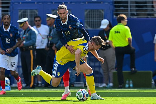 EAST RUTHERFORD, UNITED STATES - June 30: Adrien Rabiot #14 of France is in action against Viktor Gyokeres #17 of Sweden during the FIFA World Cup 2026 round of 32 match between France  and Sweden on June 30, 2026 MetLife Stadium, East Rutherford, New Jersey