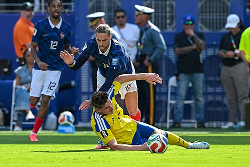 EAST RUTHERFORD, UNITED STATES - June 30: Adrien Rabiot #14 of France is in action against Viktor Gyokeres #17 of Sweden during the FIFA World Cup 2026 round of 32 match between France  and Sweden on June 30, 2026 MetLife Stadium, East Rutherford, New Jersey