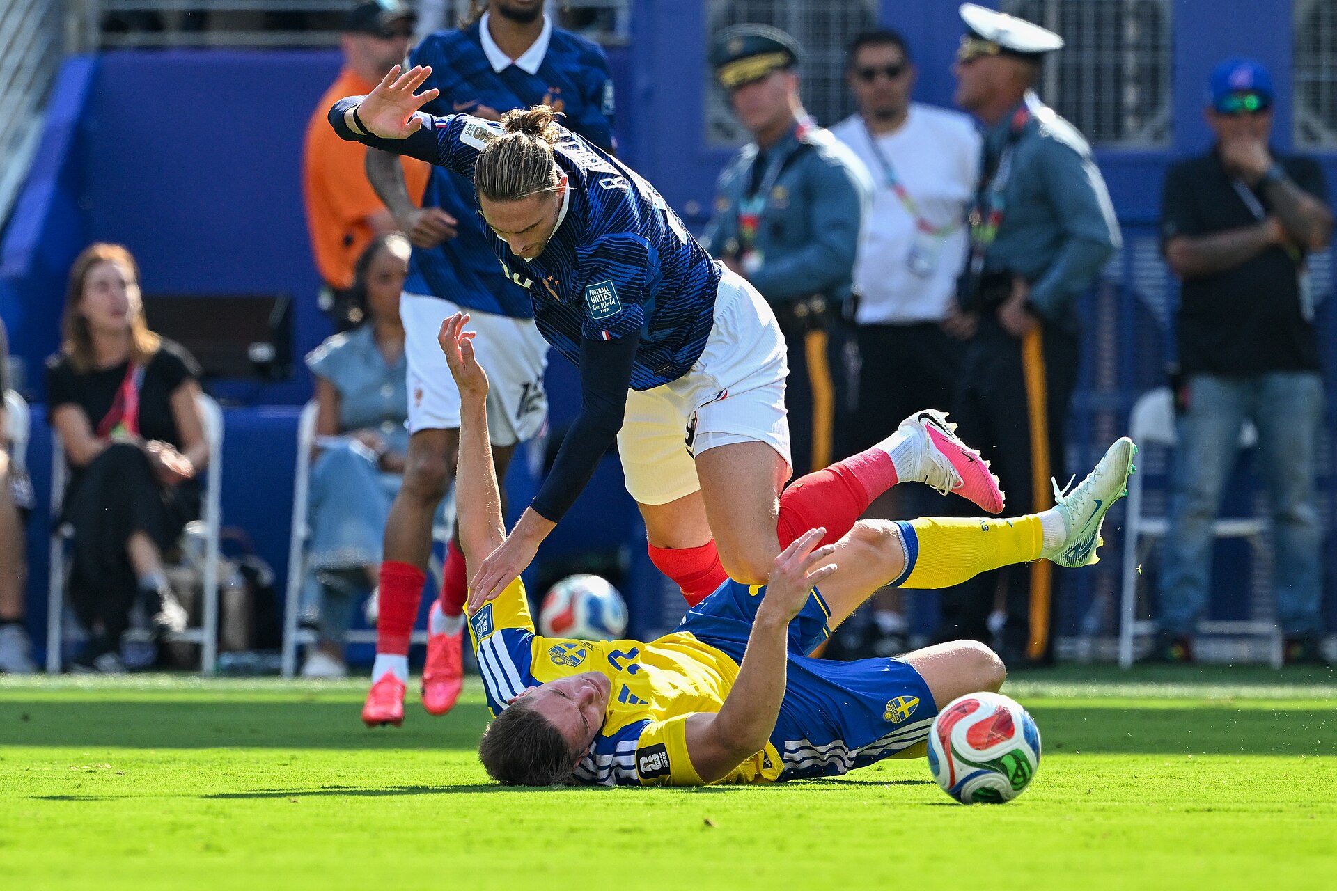 EAST RUTHERFORD, UNITED STATES - June 30: Adrien Rabiot #14 of France is in action against Viktor Gyokeres #17 of Sweden during the FIFA World Cup 2026 round of 32 match between France  and Sweden on June 30, 2026 MetLife Stadium, East Rutherford, New Jersey