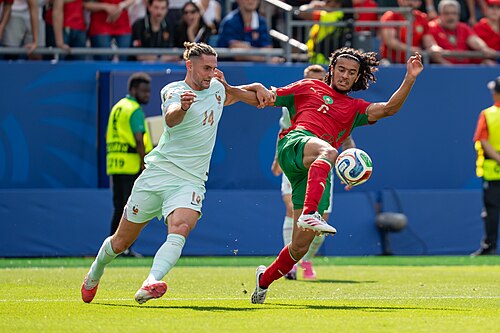 Adrien Rabiot Ayyoub Bouaddi during France v Morocco at the 2026 FIFA World Cup