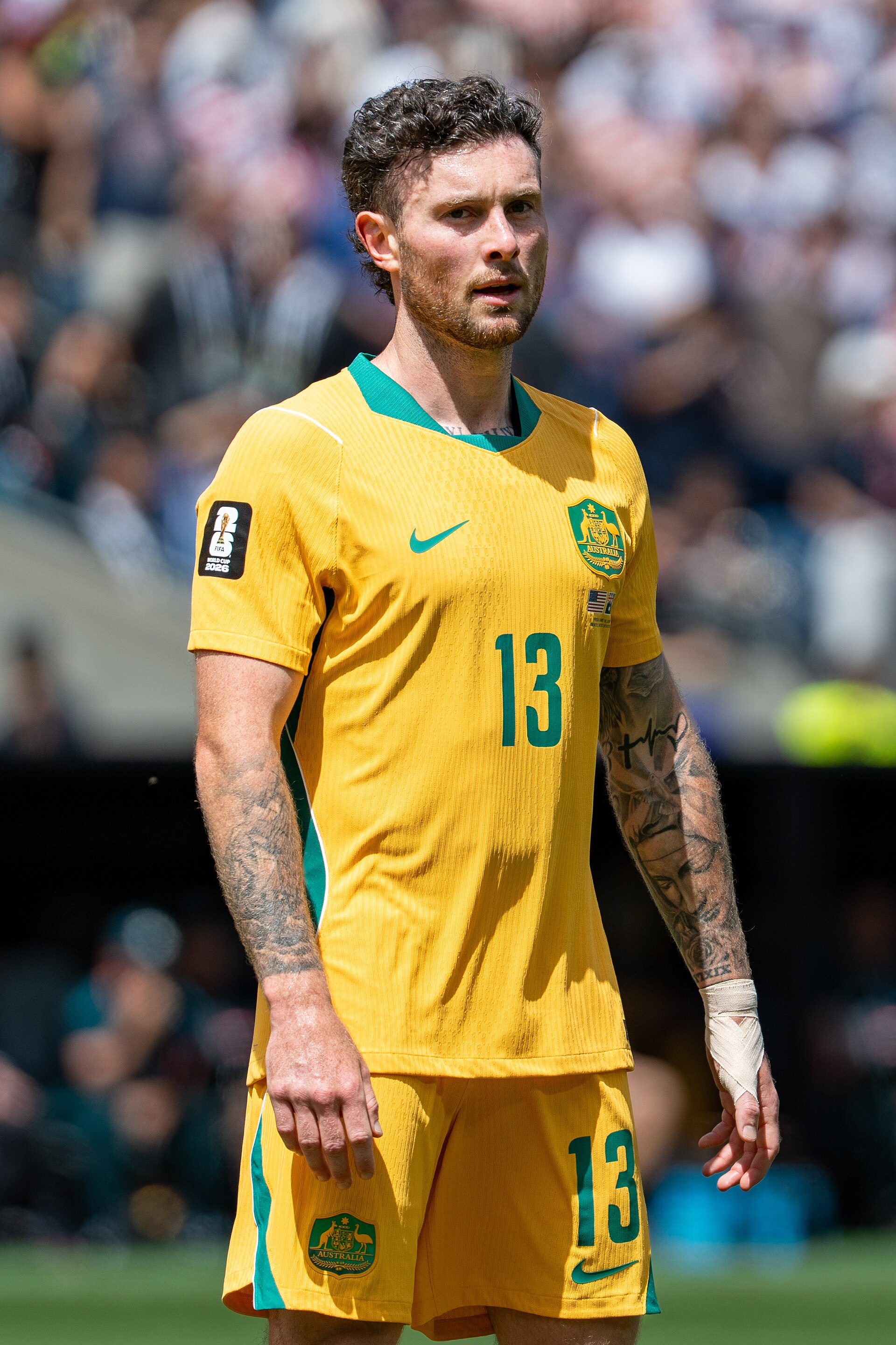 Aiden O'Neill during United States v Australia on 19 June 2026 at the 2026 FIFA World Cup
