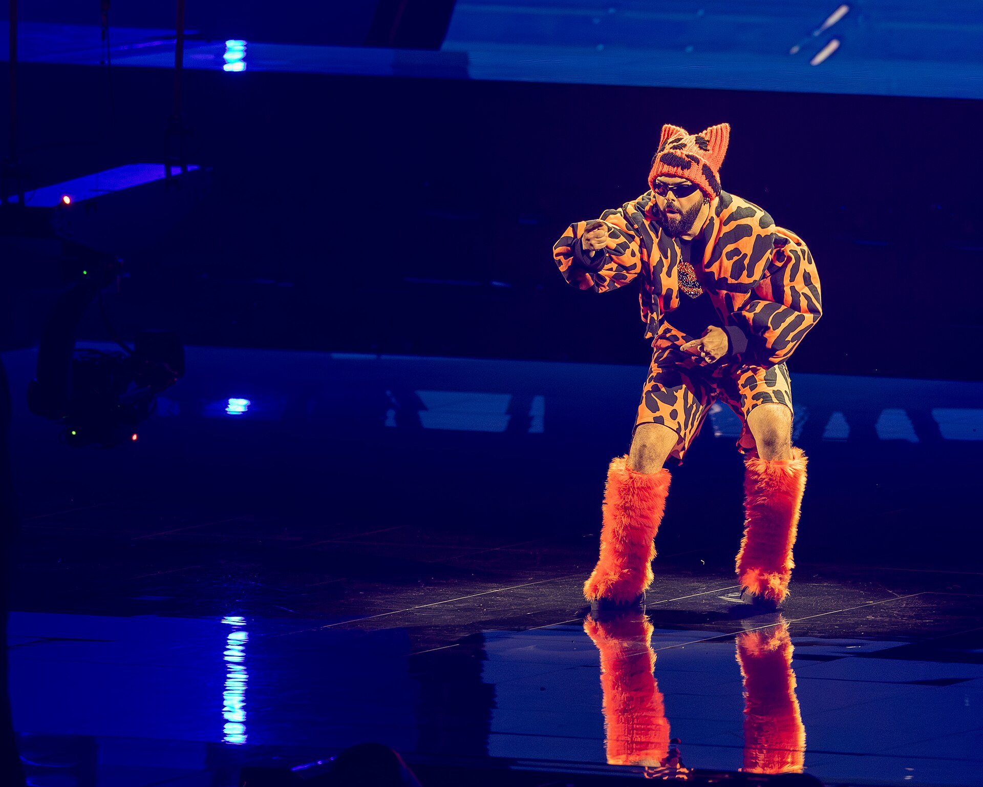 Akylas performing Ferto, representing Greece in the 1st Semi Final of the 2026 Eurovision Song Contest in Vienna