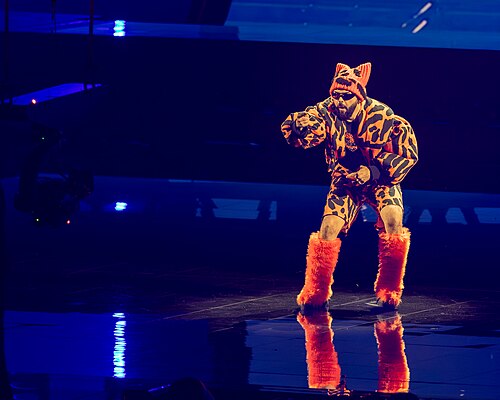 Akylas performing Ferto, representing Greece in the 1st Semi Final of the 2026 Eurovision Song Contest in Vienna