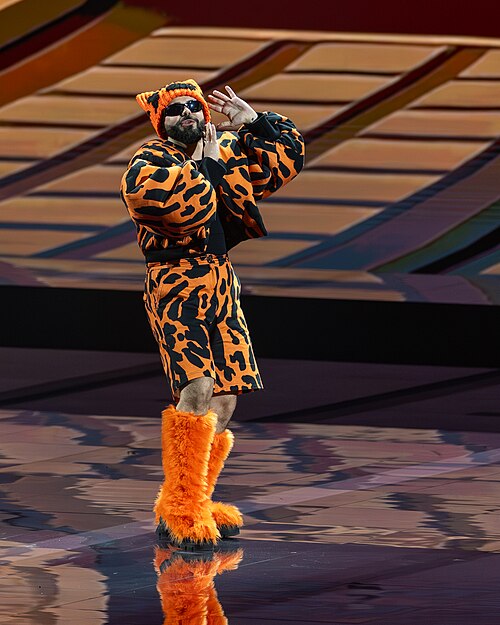 Akylas performing Ferto, representing Greece in the 1st Semi Final of the 2026 Eurovision Song Contest in Vienna