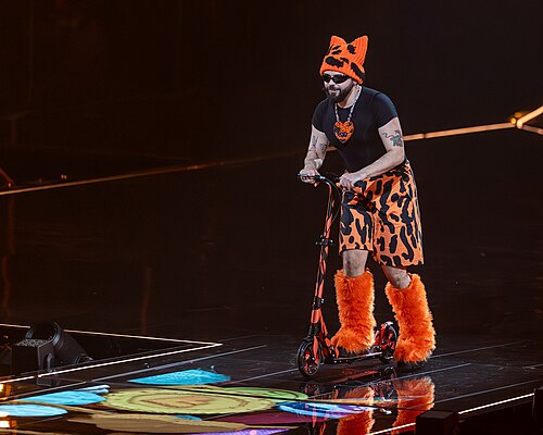 Akylas performing Ferto, representing Greece in the 1st Semi Final of the 2026 Eurovision Song Contest in Vienna