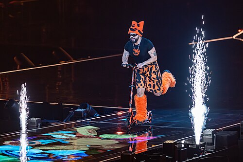 Akylas performing Ferto, representing Greece in the 1st Semi Final of the 2026 Eurovision Song Contest in Vienna