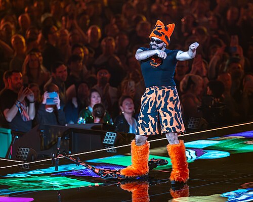Akylas performing Ferto, representing Greece in the 1st Semi Final of the 2026 Eurovision Song Contest in Vienna