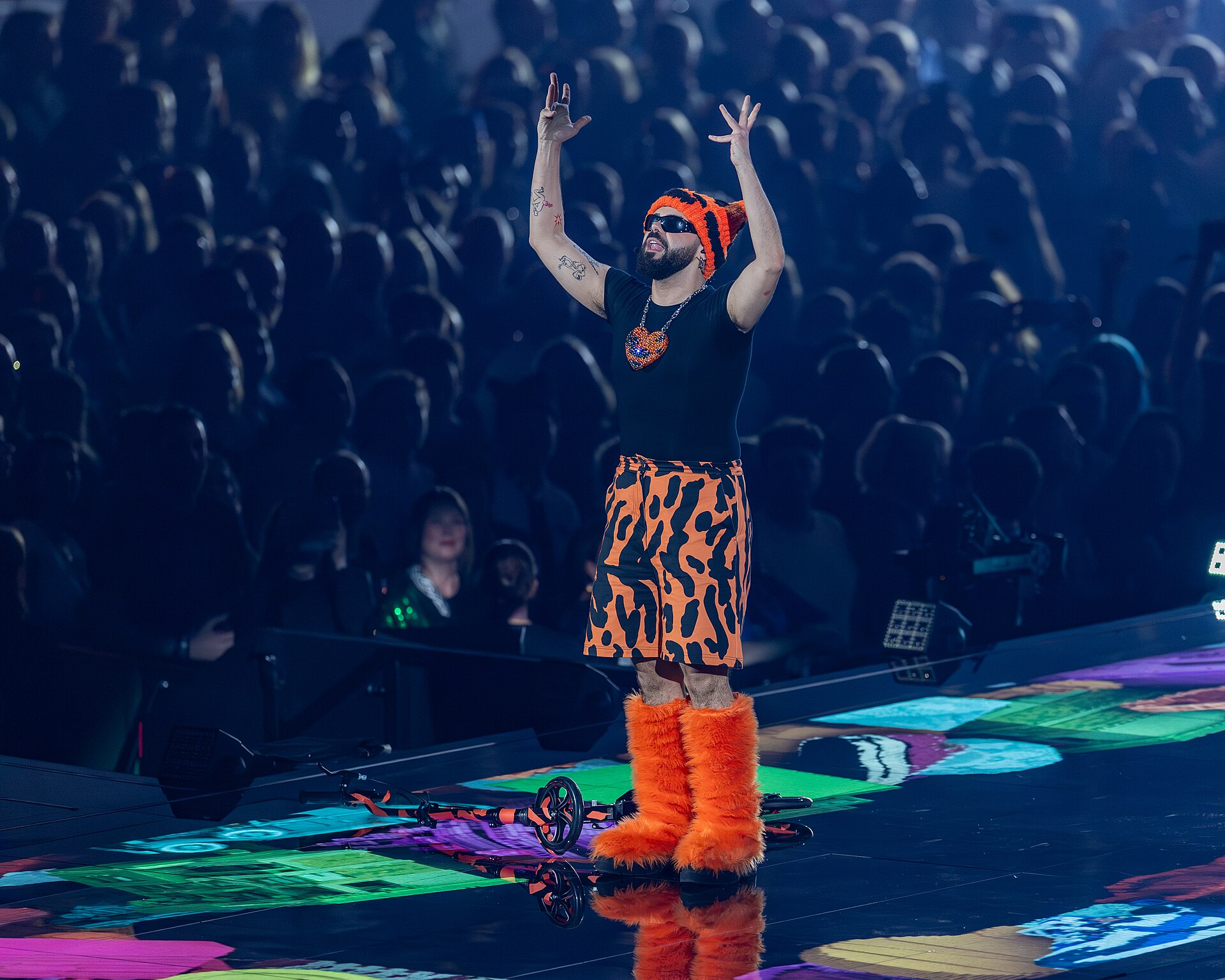 Akylas performing Ferto, representing Greece in the 1st Semi Final of the 2026 Eurovision Song Contest in Vienna