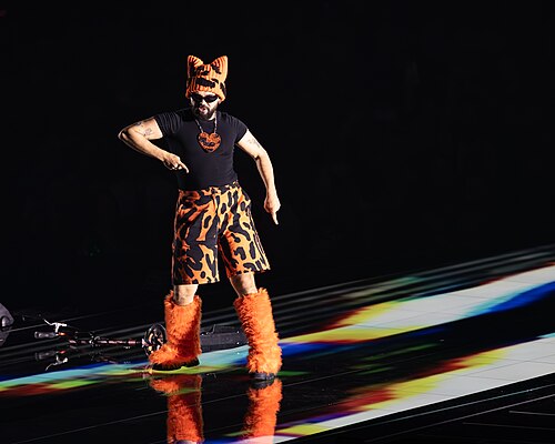 Akylas performing Ferto, representing Greece in the 1st Semi Final of the 2026 Eurovision Song Contest in Vienna