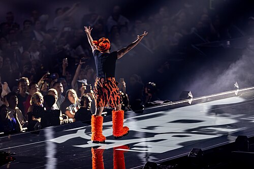 Akylas performing Ferto, representing Greece in the 1st Semi Final of the 2026 Eurovision Song Contest in Vienna