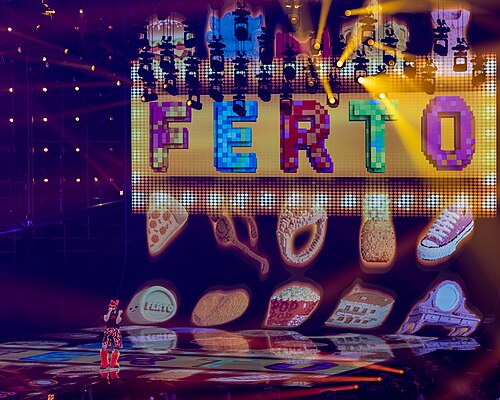 Akylas performing Ferto, representing Greece in the 1st Semi Final of the 2026 Eurovision Song Contest in Vienna