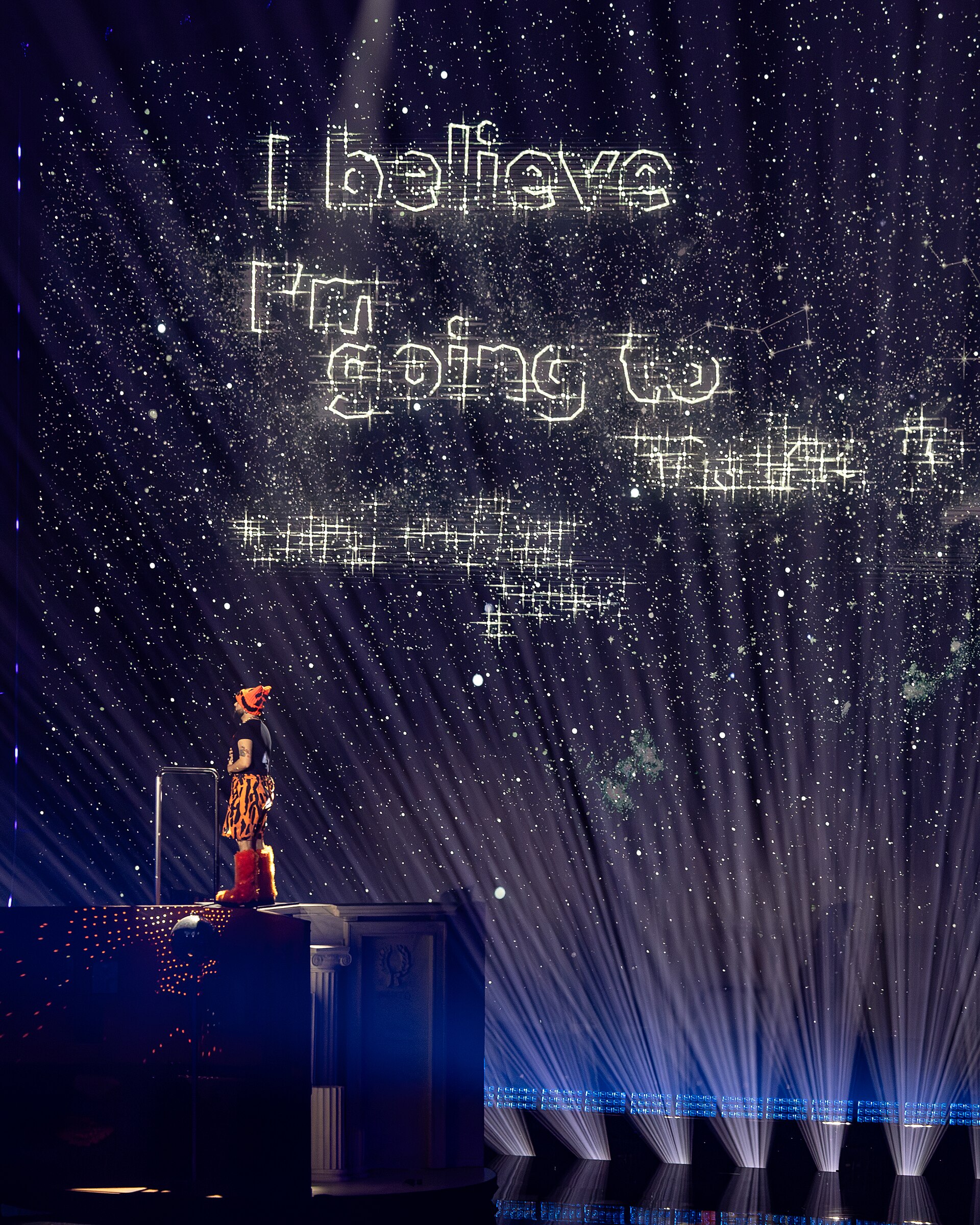Akylas performing Ferto, representing Greece in the 1st Semi Final of the 2026 Eurovision Song Contest in Vienna