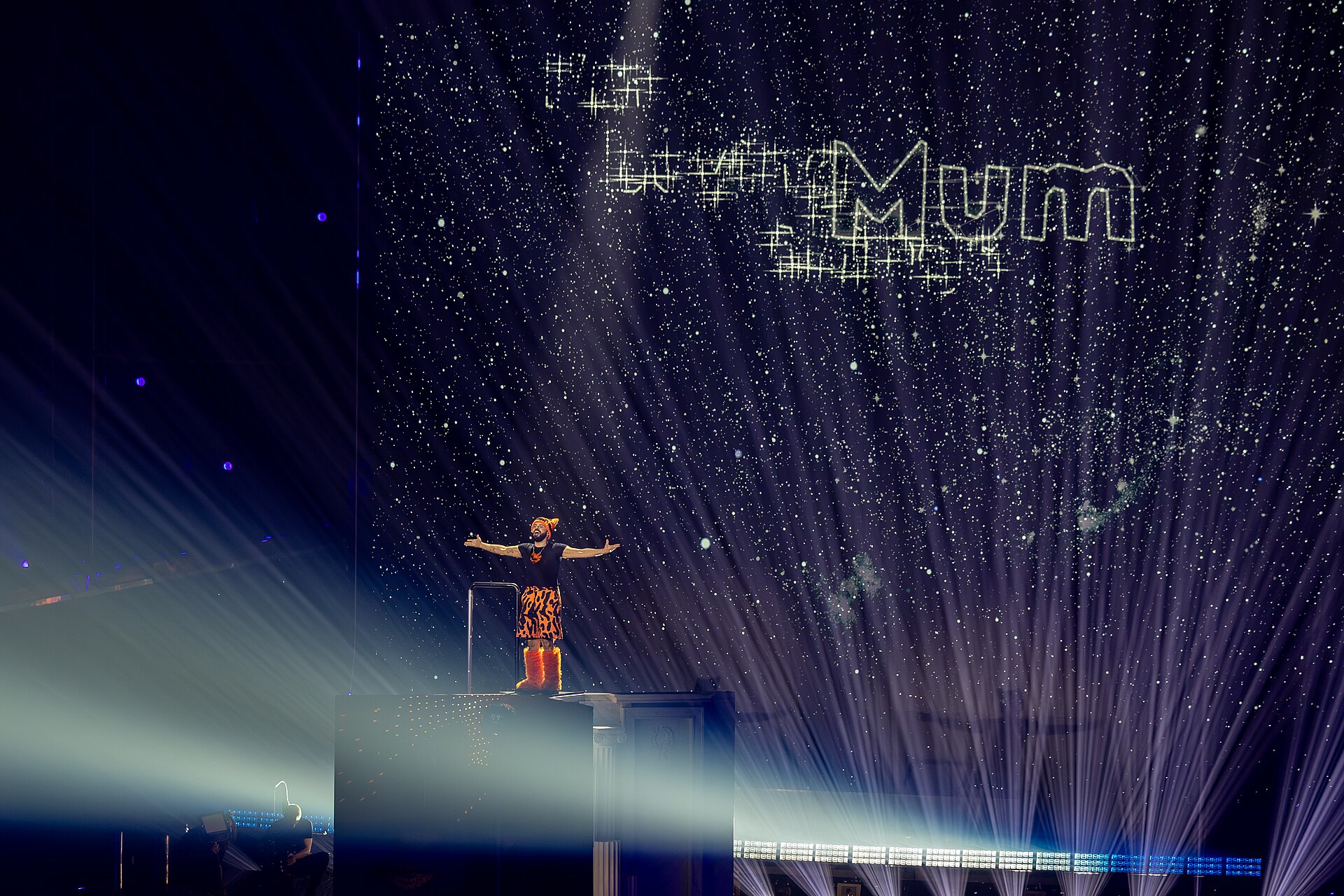 Akylas performing Ferto, representing Greece in the 1st Semi Final of the 2026 Eurovision Song Contest in Vienna