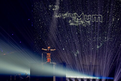 Akylas performing Ferto, representing Greece in the 1st Semi Final of the 2026 Eurovision Song Contest in Vienna
