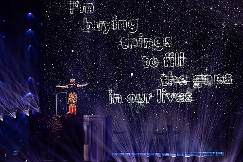 Akylas performing Ferto, representing Greece in the Grand Final of the 2026 Eurovision Song Contest in Vienna