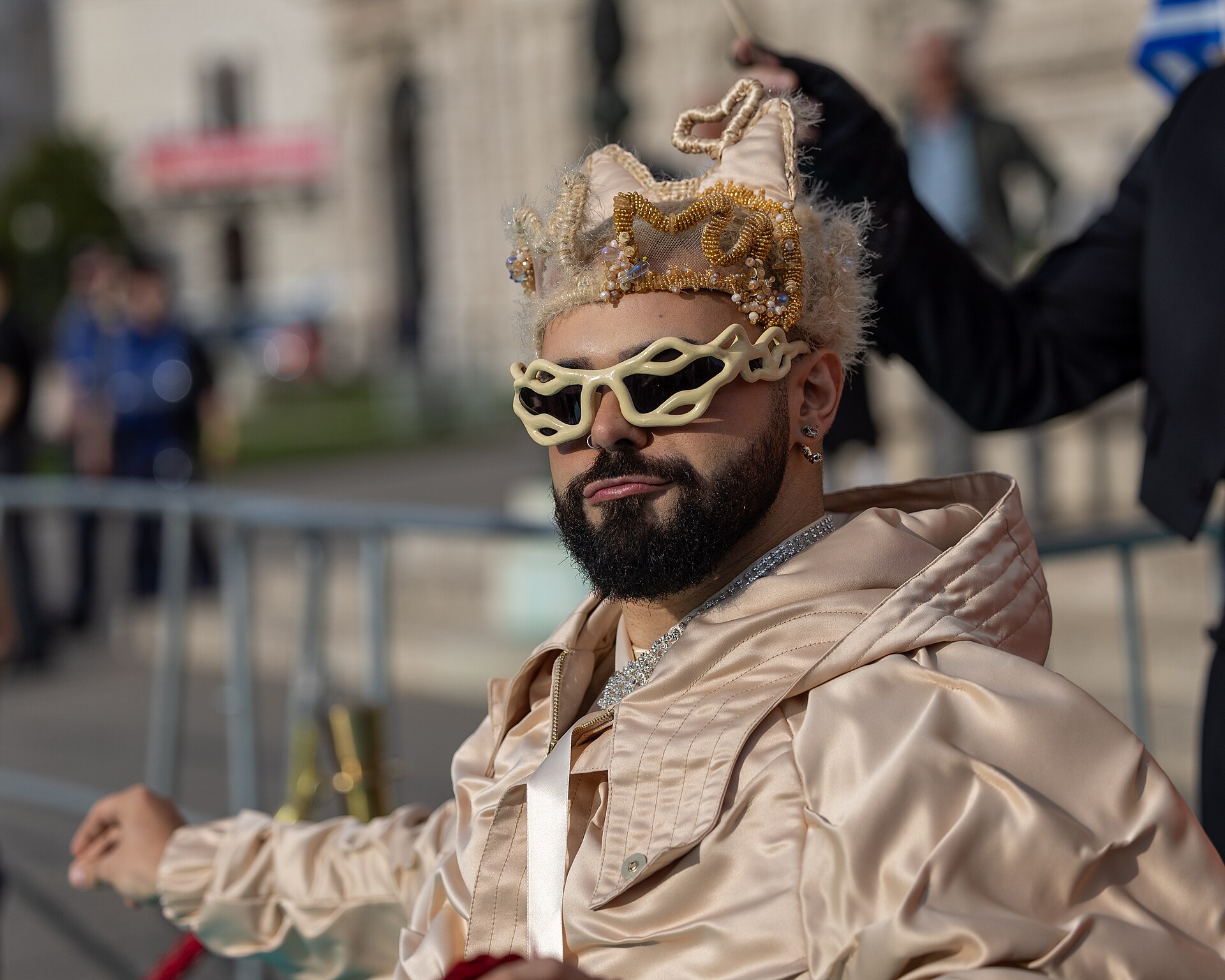 Akylas representing Greece on the Turquoise Carpet at the 2026 Eurovision Song Contest in Vienna