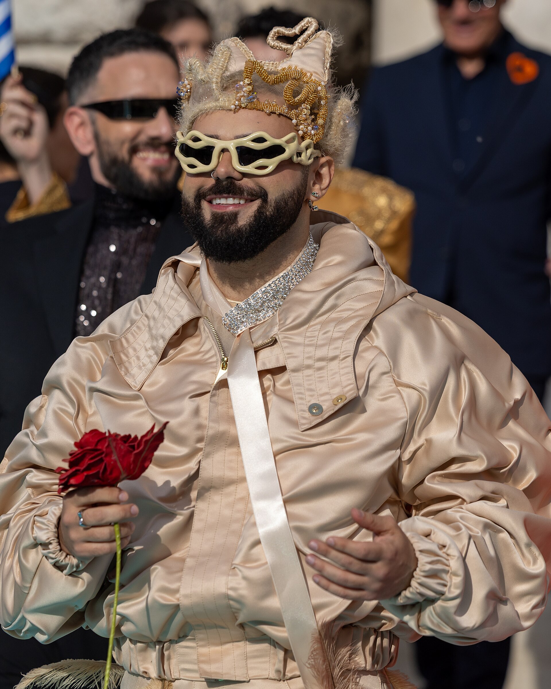Akylas representing Greece on the Turquoise Carpet at the 2026 Eurovision Song Contest in Vienna
