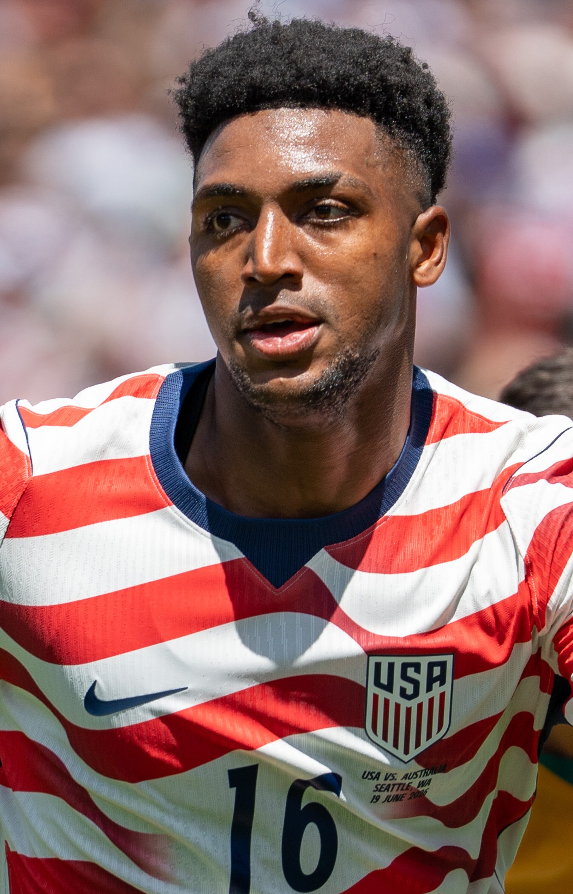 Alex Freeman during United States v Australia on 19 June 2026 at the 2026 FIFA World Cup