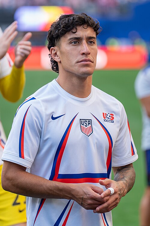 Alex Zendejas during Belgium v United States at the 2026 FIFA World Cup