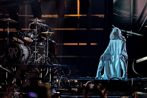 Alexandra Căpitănescu performing Choke Me, representing Romania in the 2nd Semi Final of the 2026 Eurovision Song Contest in Vienna