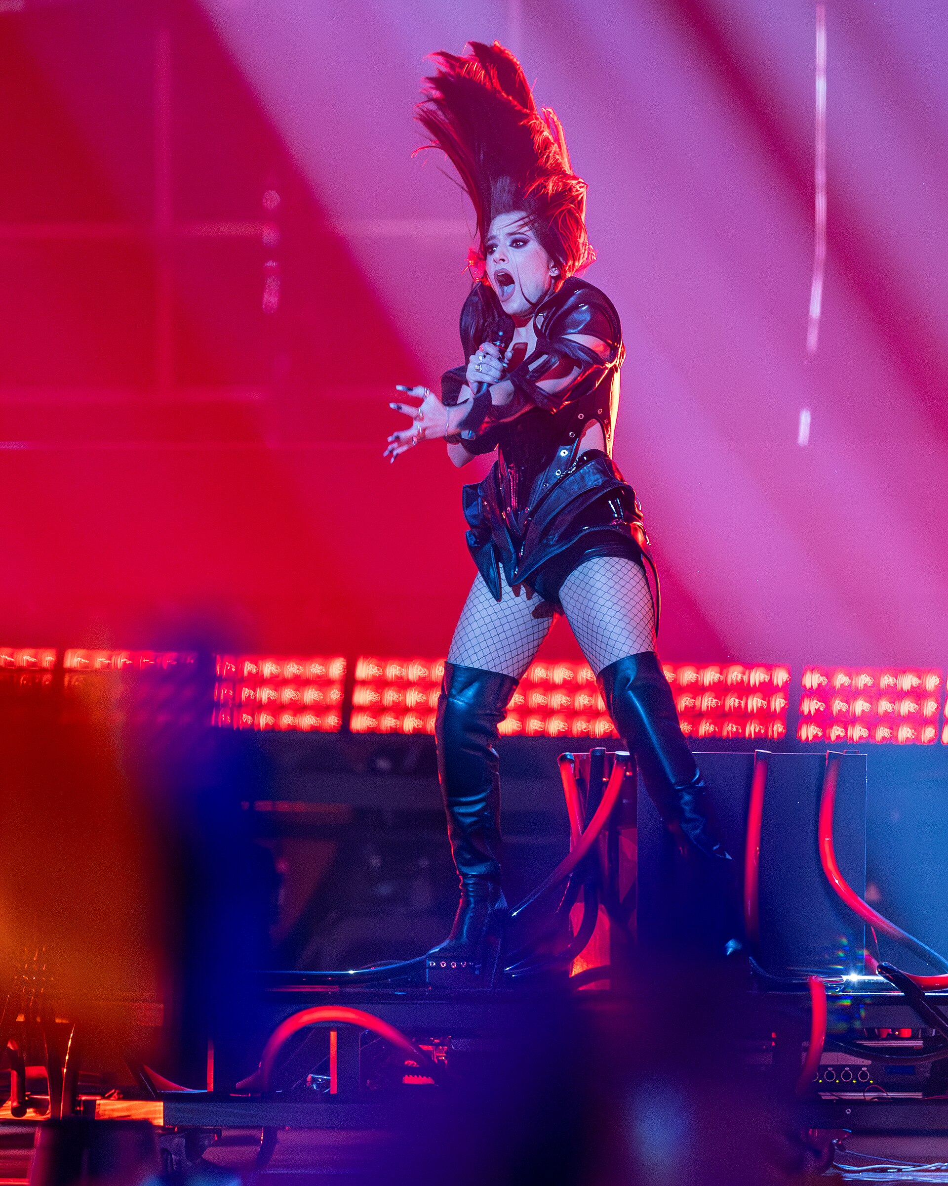 Alexandra Căpitănescu performing Choke Me, representing Romania in the 2nd Semi Final of the 2026 Eurovision Song Contest in Vienna