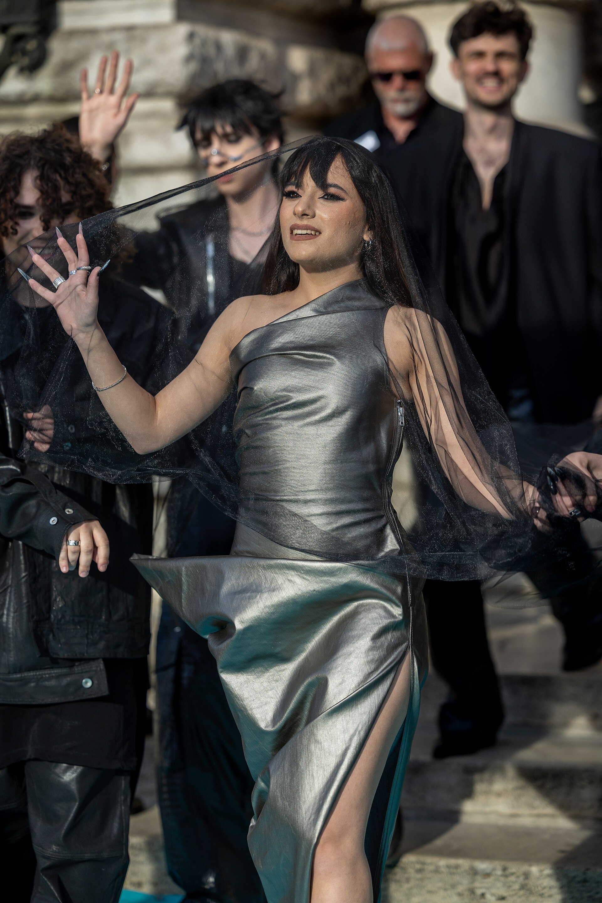 Alexandra Căpitănescu representing Romania on the Turquoise Carpet at the 2026 Eurovision Song Contest in Vienna