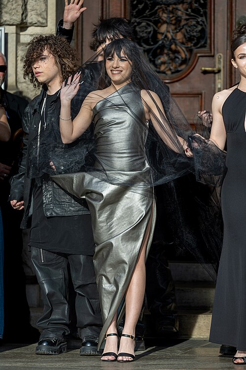 Alexandra Căpitănescu representing Romania on the Turquoise Carpet at the 2026 Eurovision Song Contest in Vienna