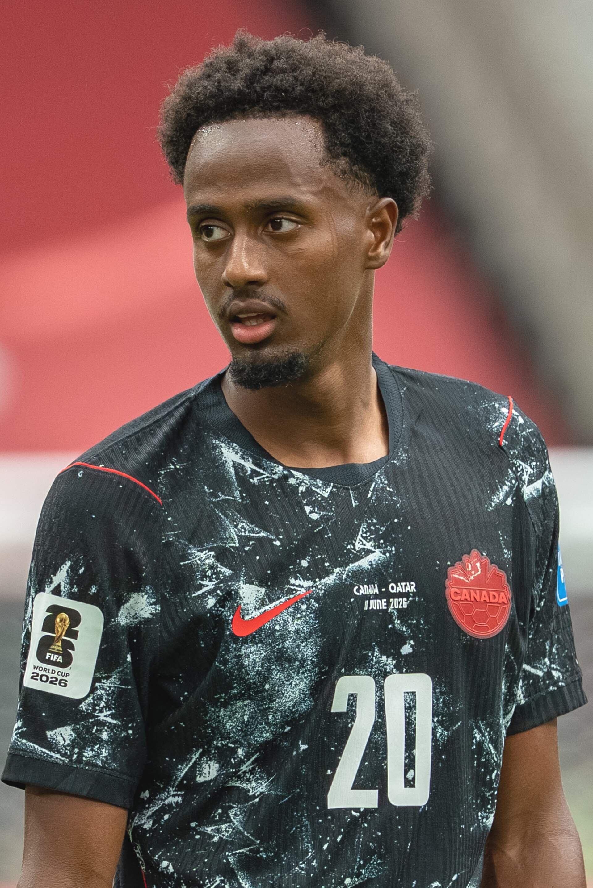 Ali Ahmed during Canada v Qatar on 18 June 2026 at the 2026 FIFA World Cup