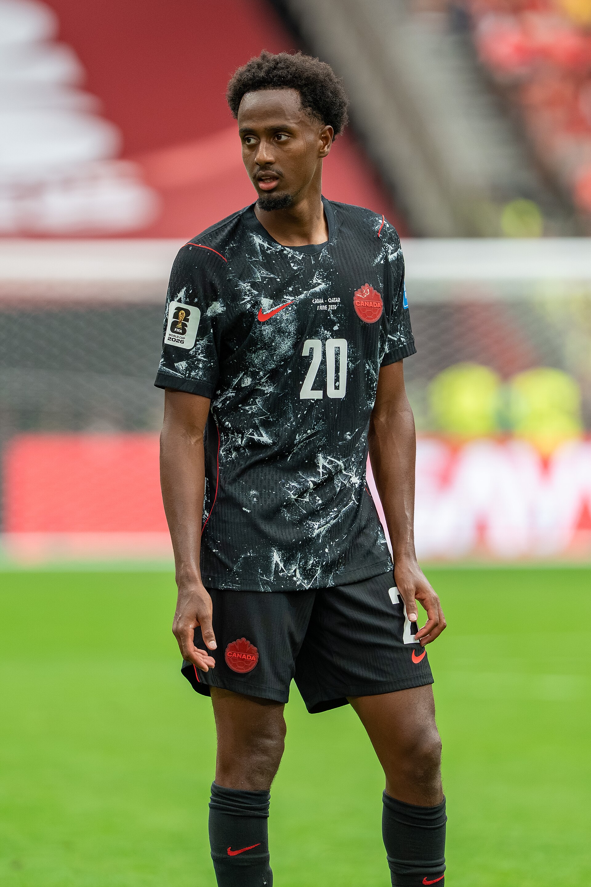 Ali Ahmed during Canada v Qatar on 18 June 2026 at the 2026 FIFA World Cup