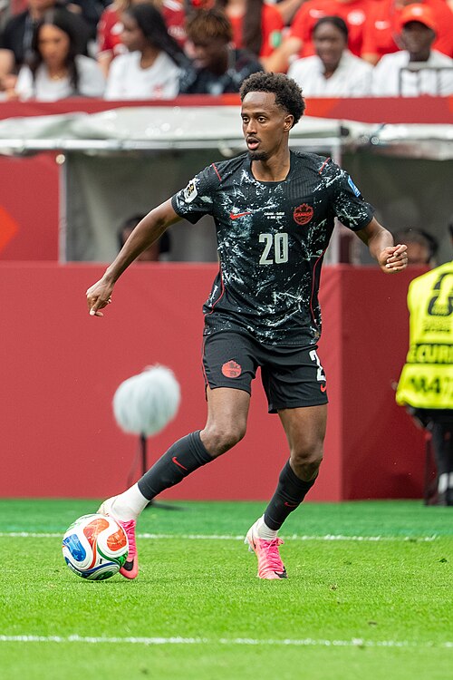 Ali Ahmed during Canada v Qatar on 18 June 2026 at the 2026 FIFA World Cup