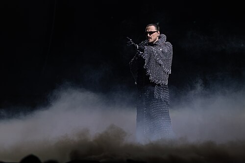 Alis performing Nân, representing Albania in the Grand Final of the 2026 Eurovision Song Contest in Vienna