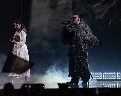 Alis performing Nân, representing Albania in the Grand Final of the 2026 Eurovision Song Contest in Vienna