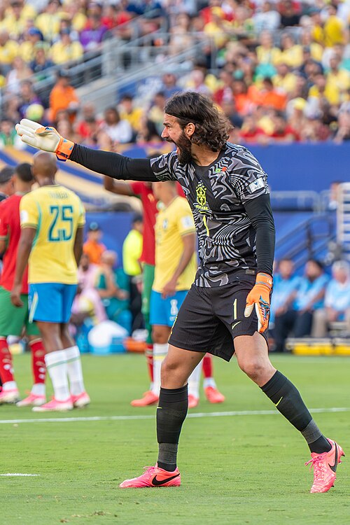 Alisson Becker during Brazil v Morocco on 13 June 2026 at the 2026 FIFA World Cup at NY/NJ Stadium in East Rutherford, NJ